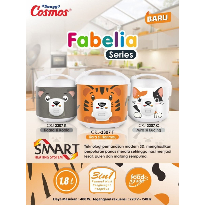 Cosmos Rice Cooker Nonstick 1.8 Liter - CRJ3307T | CRJ-3307T | CRJ-3307 T Tiger